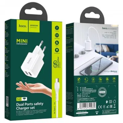 Сетевое зарядное устройство Hoco N8 Briar Type-C White, Белый Сетевое зарядное устройство Hoco N8 Briar Type-C White, Белый