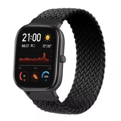 Ремешок Amazfit Bip Нейлон Solo (long 125 mm) (Универсальный 20мм) Черный