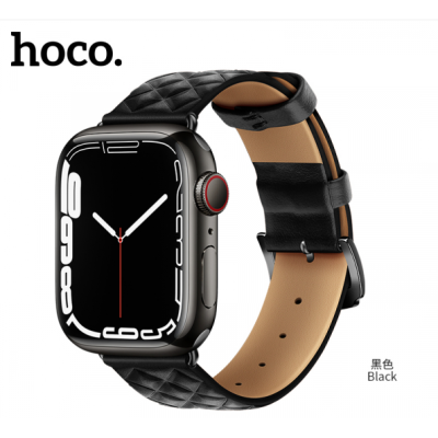 Ремінець Apple Watch 42-49мм Hoco WA18 Leather Чорний