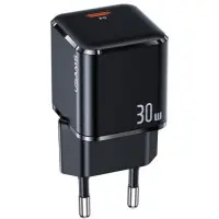 Сетевое зарядное устройство Usams T45 1USB-C 30W Black, Чёрный