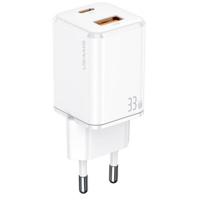 Мережевий зарядний пристрій T43 1USB+1USB-C 33W White, Білий