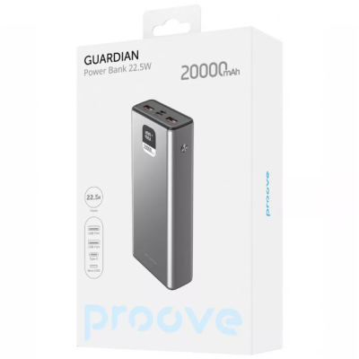 Универсальная мобильная батарея Повербанк Proove Guardian 20000mAh 22.5W Серый