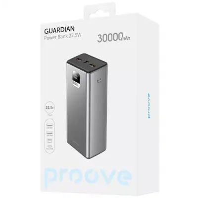 Универсальная мобильная батарея Повербанк Proove Guardian 30000mAh 22.5W Серый Универсальная мобильная батарея Повербанк Proove Guardian 30000mAh 22.5W Серый