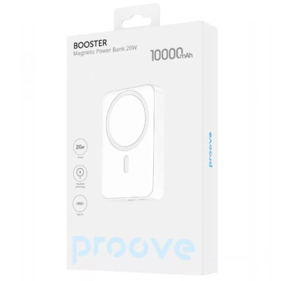 Универсальная мобильная батарея Повербанк Proove Booster MagSafe 10000 mAh 20W Белый