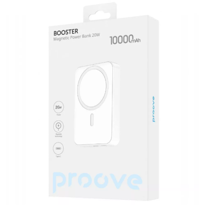 Універсальна мобільна батарея Повербанк Proove Booster MagSafe 10000 mAh 20W Біла