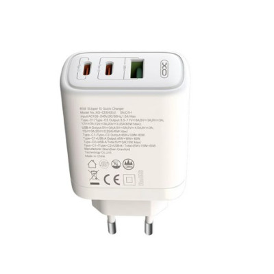 Мережевий зарядний пристрій XO CE04 1USB(45W) + 2USB-С (65W) + Кабель Type-C to Type-C White, Білий