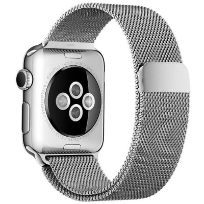 Ремешок Apple Watch 38мм Миланская петля Серебряный