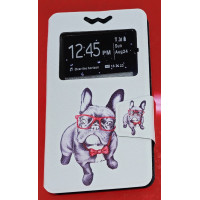 Чохол-книжка Універсальна 5.0" Slider Мопс в окулярах