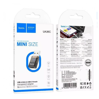 Перехідник адаптер OTG Hoco UA36 USB to Type-C Чорний