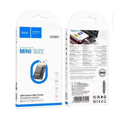 Перехідник адаптер OTG Hoco UA36 USB to Type-C Чорний