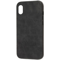 Чехол накладка Leather Croc iPhone X Черная Чехол накладка Leather Croc iPhone X Черная