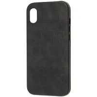 Чехол накладка Leather Croc iPhone X Черная