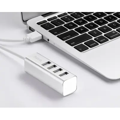 USB хаб Hoco HB-1 4 Ports Silver, Срібний