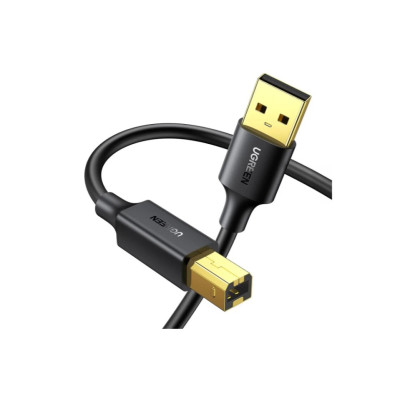 USB кабель для принтера Ugreen US135 AM-BM 1.5м Black, Чорний