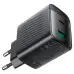 Мережевий зарядний пристрій Aсefast A106 Gan PD 45W USB-C+USB-A Black, Чорний