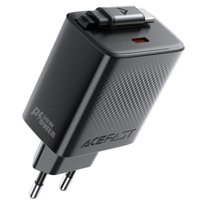 Сетевое зарядное устройство Aсefast A110 USB-C 30W + Type-C Black, Чёрный