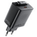 Сетевое зарядное устройство Aсefast A110 USB-C 30W + Type-C Black, Чёрный