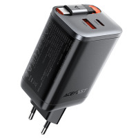 Мережевий зарядний пристрій Aсefast A111 USB-C+USB-A 67W + Type-C Black, Чорний Мережевий зарядний пристрій Aсefast A111 USB-C+USB-A 67W + Type-C Black, Чорний