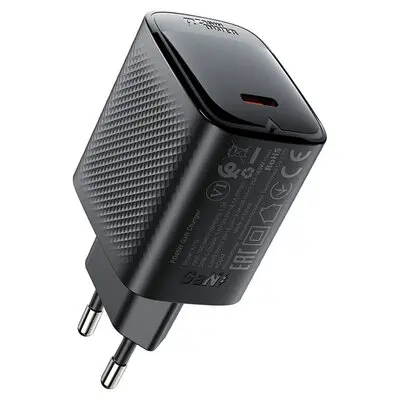 Мережевий зарядний пристрій Aсefast A112 Gan PD 45W USB-C Black, Чорний