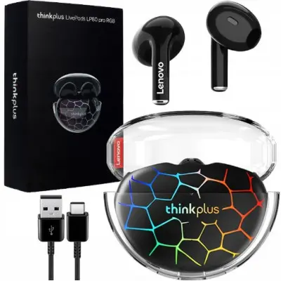 Беспроводные наушники Lenovo LP80 Pro RGB Black, черные Беспроводные наушники Lenovo LP80 Pro RGB Black, черные