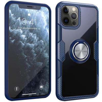 Чехол накладка Deen CrystalRing iPhone 12/12 Pro Темно-синяя