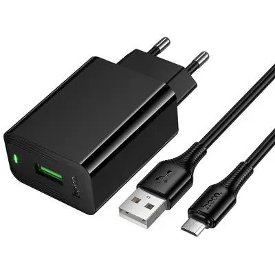 Сетевое зарядное устройство Hoco CS92A 1USB/18W + Micro USB Чёрный