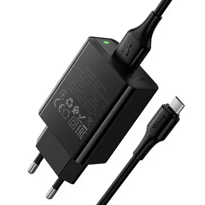 Сетевое зарядное устройство Hoco CS92A 1USB/18W + Micro USB Чёрный