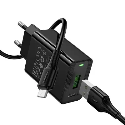 Сетевое зарядное устройство Hoco CS92A 1USB/18W + Micro USB Чёрный