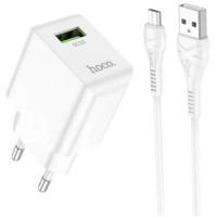 Мережевий зарядний пристрій Hoco C98A 1USB 18W/QC3.0 + MicroUSB Білий Мережевий зарядний пристрій Hoco C98A 1USB 18W/QC3.0 + MicroUSB Білий