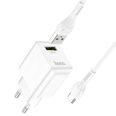 Сетевое зарядное устройство Hoco C98A 1USB 18W/QC3/0 + Type-C Белый