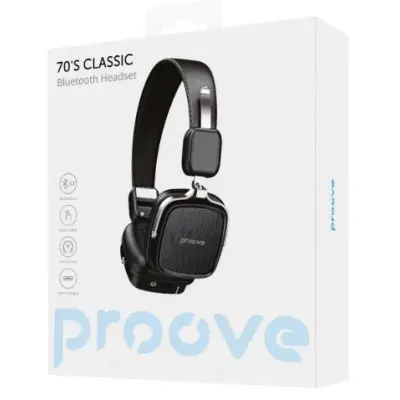 Безпровідні навушники з мікрофоном Proove 70s Classic Black, чорний Безпровідні навушники з мікрофоном Proove 70s Classic Black, чорний
