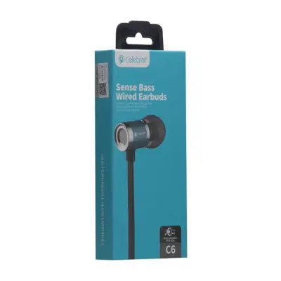 Провідні вакуумні навушники-гарнітура Celebrat C6 Blue, синій Провідні вакуумні навушники-гарнітура Celebrat C6 Blue, синій