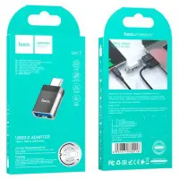 Перехідник адаптер OTG UA17 USB Male to Type-C Female Чорний