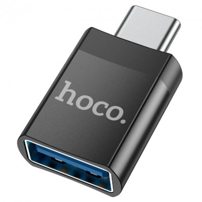 Переходник адаптер OTG Hoco UA17 USB Male to Type-C Female Чёрный