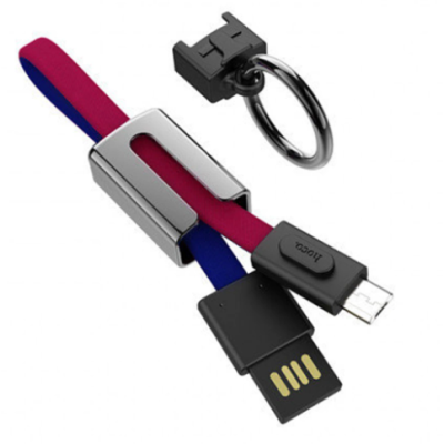 Кабель Hoco U36 Mascot MicroUSB 2.4a 0.13м Червоно-синій