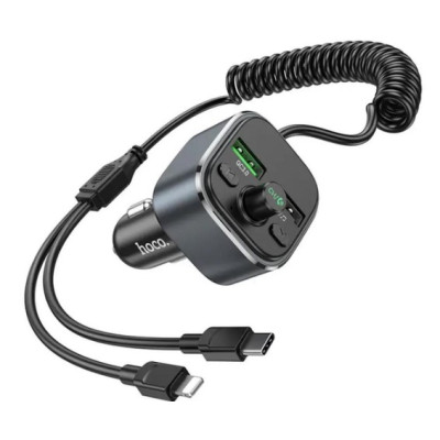 FM Трансмітер Hoco E74 Type-C/Ligtning 18W Grey, Сірий