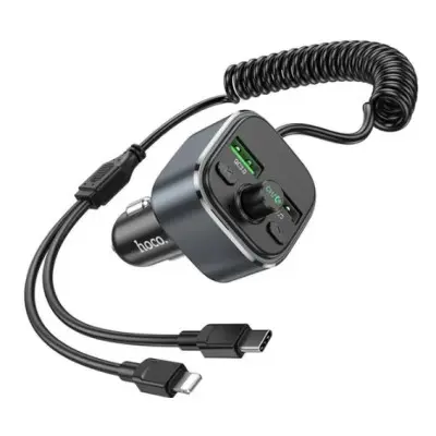 FM модулятор Hoco E74 Type-C/Ligtning 18W Grey, Серый
