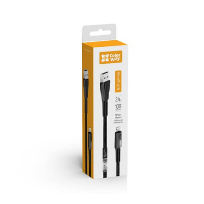 Кабель дата Colorway USB Type A - Lightning 1м Чорний (zinc alloy + led)