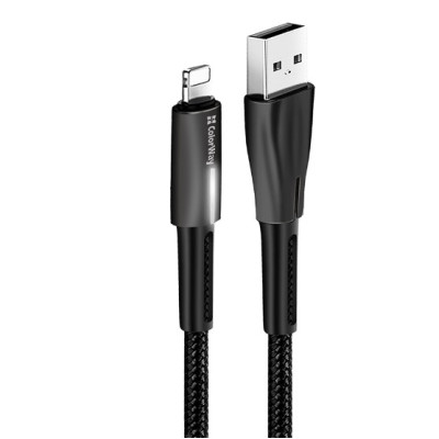 Кабель дата Colorway USB Type A - Lightning 1м Чорний (zinc alloy + led)