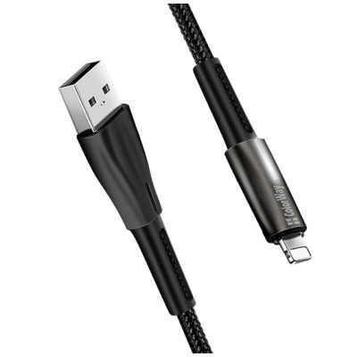 Кабель дата Colorway USB Type A - Lightning 1м Чорний (zinc alloy + led)