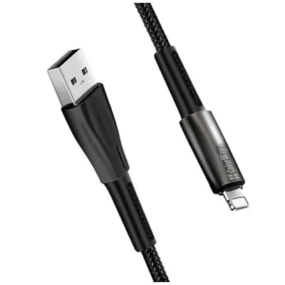 Кабель дата Colorway USB Type A - Lightning 1м Черный (zinc alloy + led)