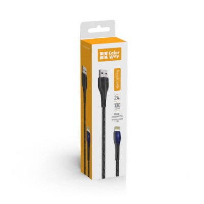 Кабель дата Colorway USB Type A - Lightning 1м Чорний (PVC + led)