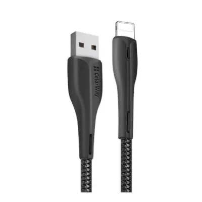 Кабель дата Colorway USB Type A - Lightning 1м Чорний (PVC + led)