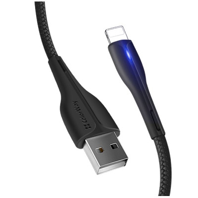 Кабель дата Colorway USB Type A - Lightning 1м Чорний (PVC + led)