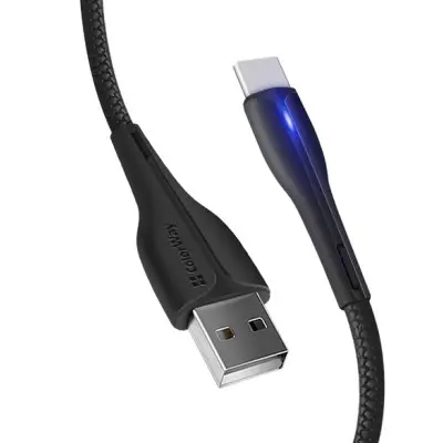 Кабель дата Colorway USB Type A - Type-C 1м Чорний (PVC + led)