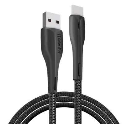 Кабель дата Colorway USB Type A - Type-C 1м Чорний (PVC + led)