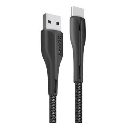 Кабель дата Colorway USB Type A - Type-C 1м Чорний (PVC + led)