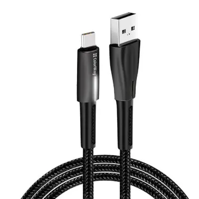 Кабель дата Colorway USB Type A - Type-C 1м Чорний (zinc alloy + led)