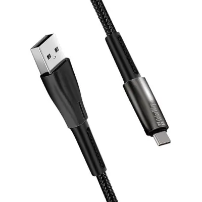 Кабель дата Colorway USB Type A - Type-C 1м Чорний (zinc alloy + led)