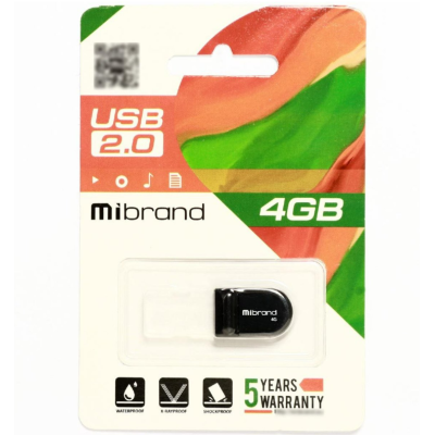 Флеш пам\'ять USB 4Gb Mibrand Skorpio USB 2.0 Black, Чорний